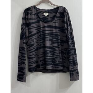 PACT‎ Women’s Large Long Sleeve Scoop Neck Shirt Tie Dye Black Organic Cotton